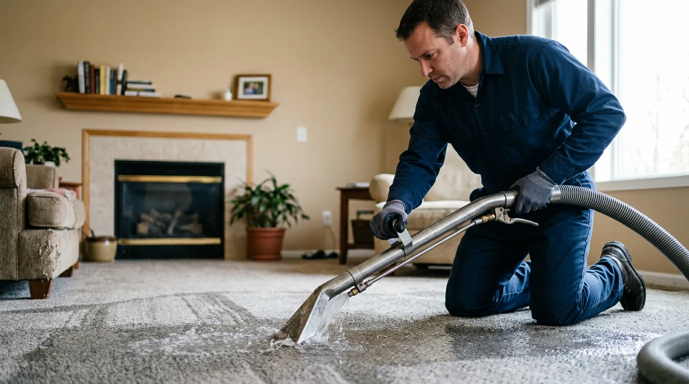 Water damage restoration technician working near Jewett, TX